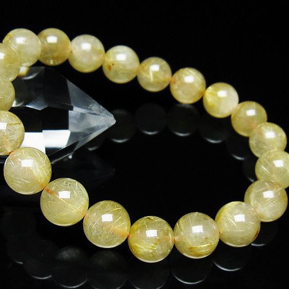 ゴールドタイチンルチル ブレスレット 9mm [t171-7325]