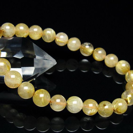 ゴールドタイチンルチル ブレスレット 7mm [T171-7427]