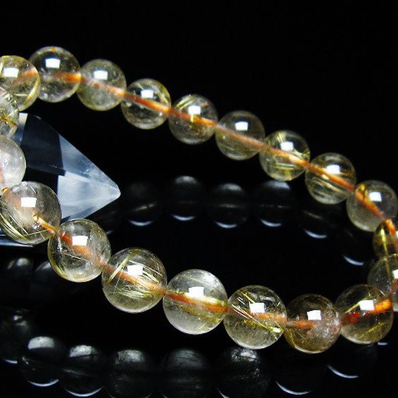 ゴールドタイチンルチル ブレスレット 9mm [t171-7533]