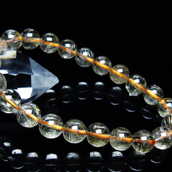 ゴールドタイチンルチル ブレスレット 8mm [t171-7540]