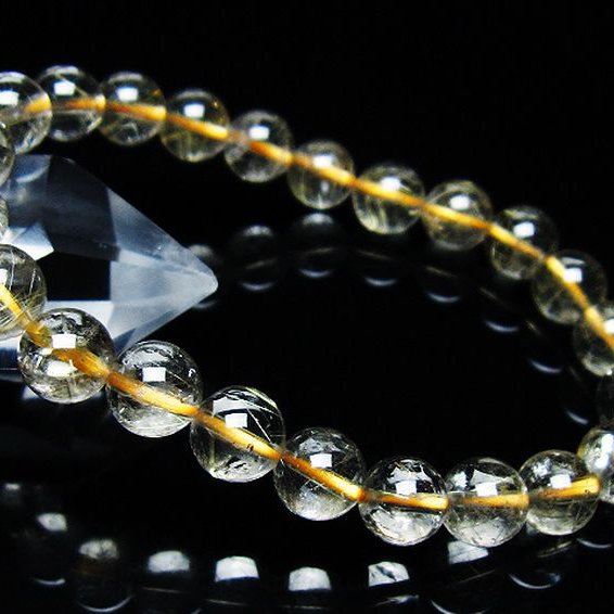 ゴールドタイチンルチル ブレスレット 8mm [t171-7555]