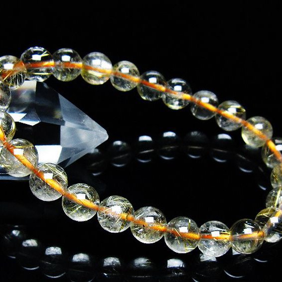 ゴールドタイチンルチル ブレスレット 7mm [t171-7562]