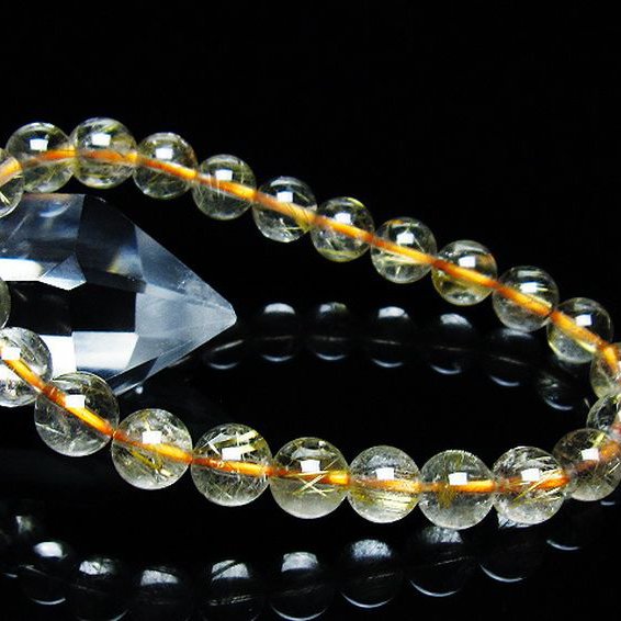 ゴールドタイチンルチル ブレスレット 7mm [t171-7563]