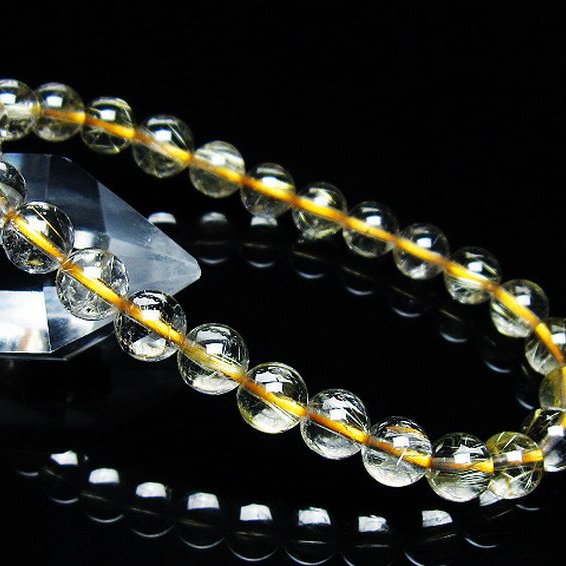 ゴールドタイチンルチル ブレスレット 7mm [T171-7572]