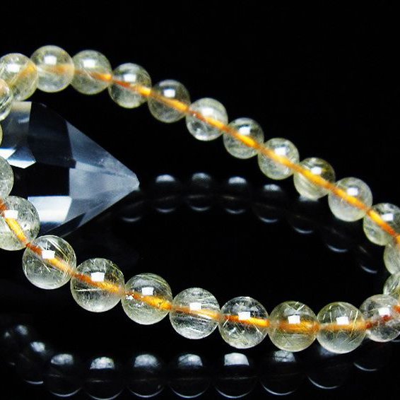 ゴールドタイチンルチル ブレスレット 7mm [T171-7573]