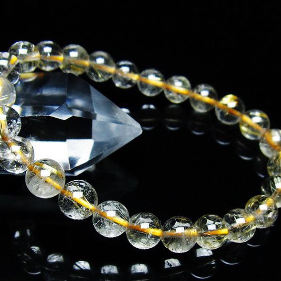 ゴールドタイチンルチル ブレスレット 7mm [T171-7621]