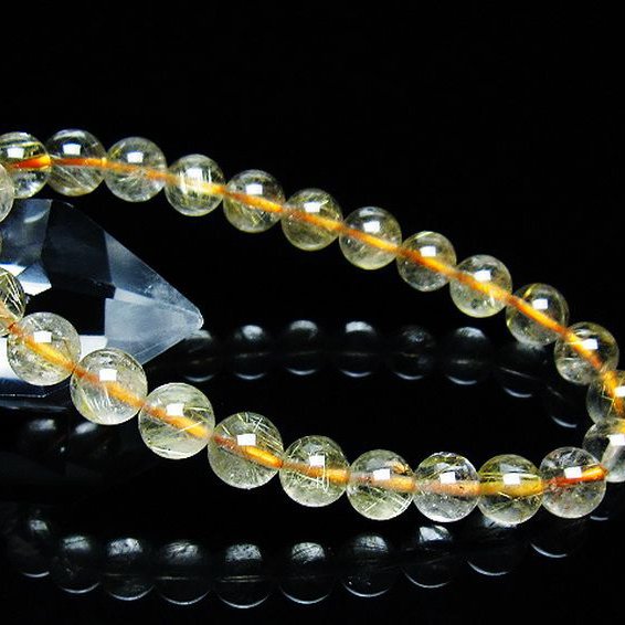 ゴールドタイチンルチル ブレスレット 7mm [T171-7626]