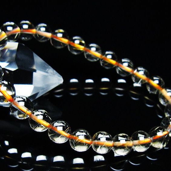 ゴールドタイチンルチル ブレスレット 7mm [T171-7628]