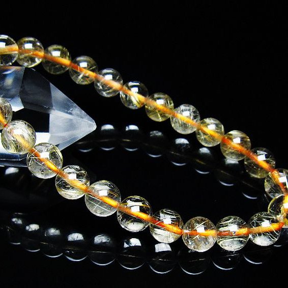 ゴールドタイチンルチル ブレスレット 7mm [T171-7678]