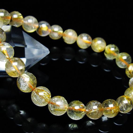 ゴールドタイチンルチル ブレスレット 7mm [t171-7685]