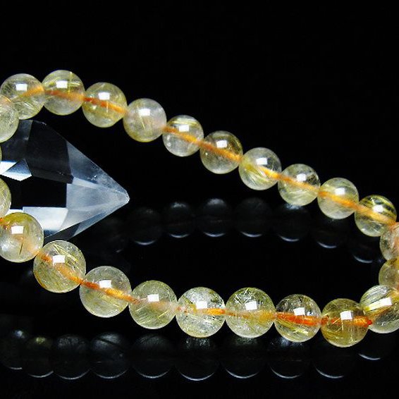 ゴールドタイチンルチル ブレスレット 7mm [T171-7714]