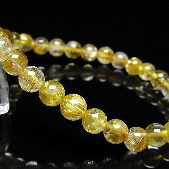 ゴールドタイチンルチル ブレスレット 7mm [t171-7960]