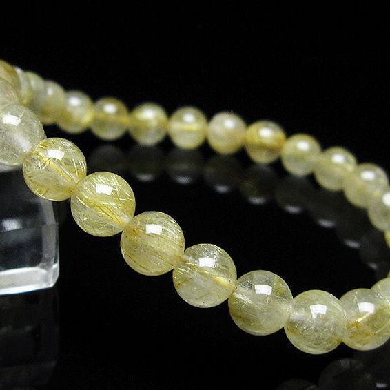 ゴールドタイチンルチル ブレスレット 7mm [t171-7985]