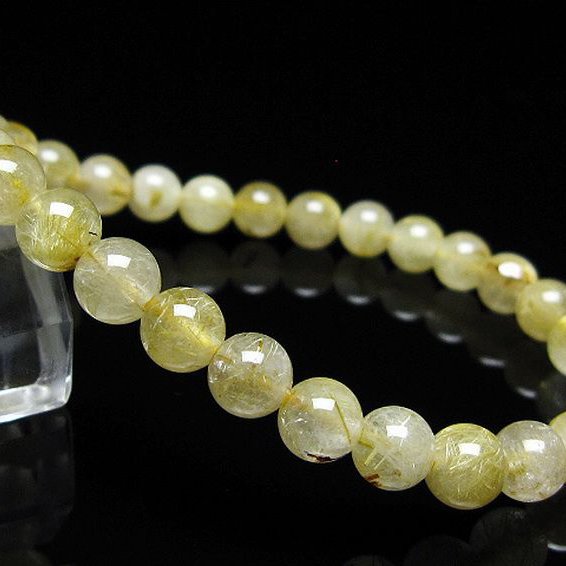 ゴールドタイチンルチル ブレスレット 7mm [t171-7987]