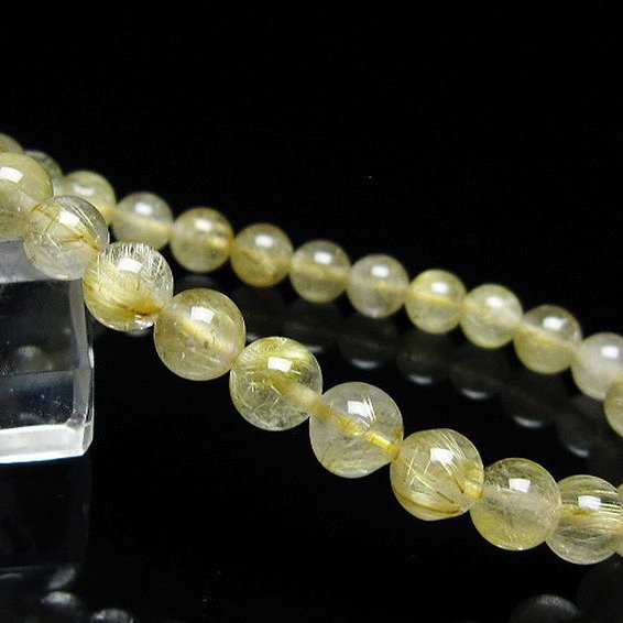 ゴールドタイチンルチル ブレスレット 7mm [t171-7988]