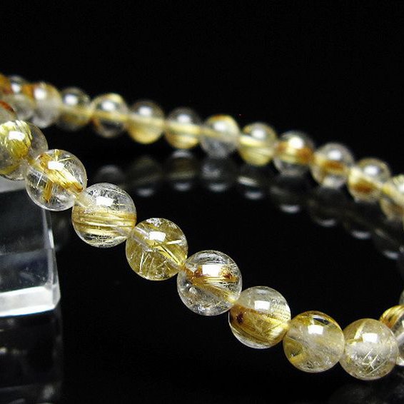 ゴールドタイチンルチル ブレスレット 7mm [t171-7999]