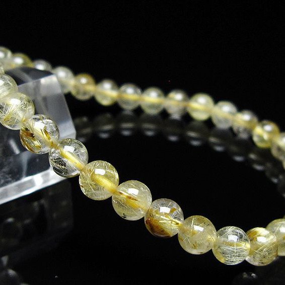 ゴールドタイチンルチル ブレスレット 6mm [t171-8005]