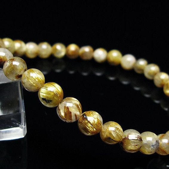 ゴールドタイチンルチル ブレスレット 6mm [t171-8032]