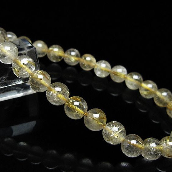 ゴールドタイチンルチル ブレスレット 7mm [t171-8181]