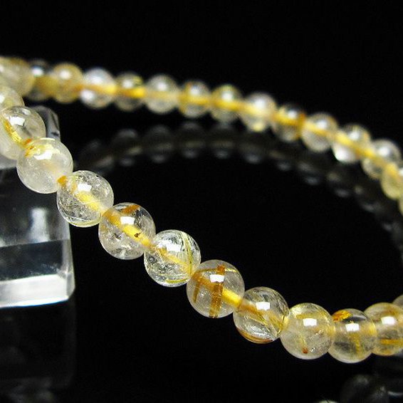 ゴールドタイチンルチル ブレスレット 5mm [t171-8481]