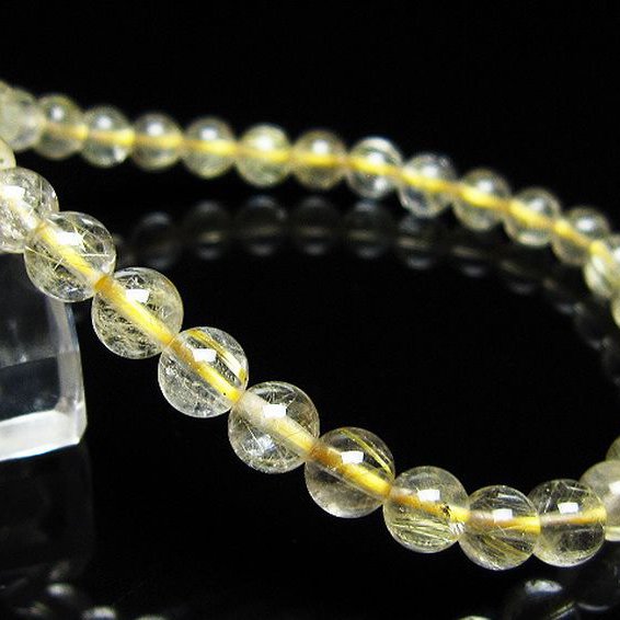 ゴールドタイチンルチル ブレスレット 6mm [t171-8534]