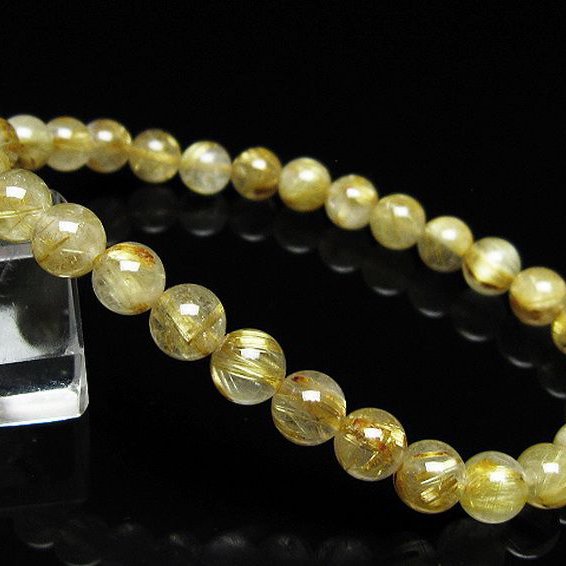 ゴールドタイチンルチル ブレスレット 6mm [t171-8579]