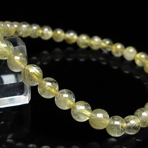 ゴールドタイチンルチル ブレスレット 6mm [t171-8591]