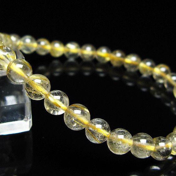 ゴールドタイチンルチル ブレスレット 6mm [t171-8594]
