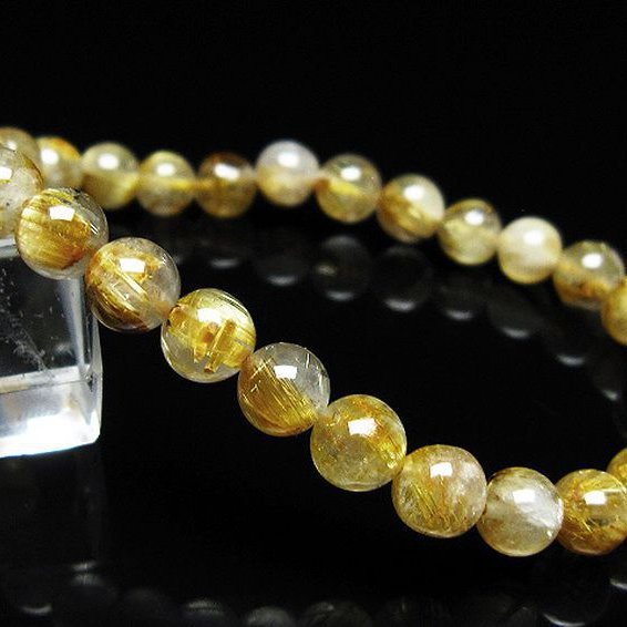 ゴールドタイチンルチル ブレスレット 7mm [t171-8629]