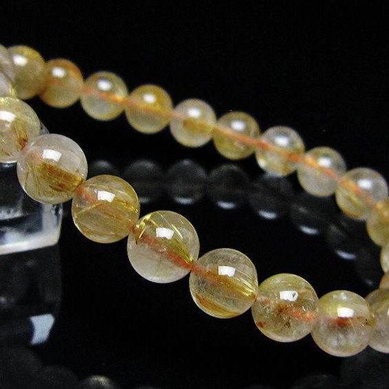 ゴールドタイチンルチル ブレスレット 8mm [t171-8682]