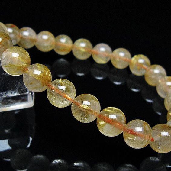 ゴールドタイチンルチル ブレスレット 8mm [t171-8683]