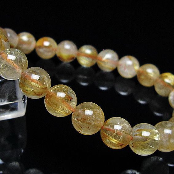 ゴールドタイチンルチル ブレスレット 8mm [t171-8684]