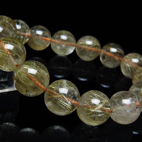 ゴールドタイチンルチル ブレスレット 14mm [t171-8695]