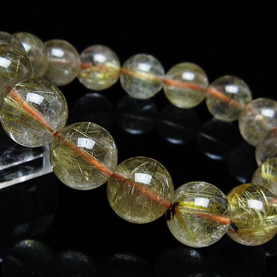 ゴールドタイチンルチル ブレスレット 13mm [t171-8698]