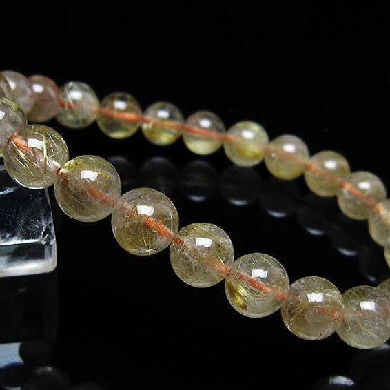 ゴールドタイチンルチル ブレスレット 8mm [t171-8712]