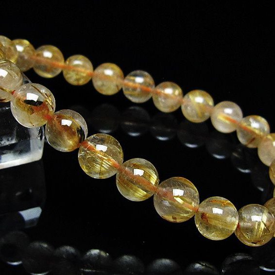 ゴールドタイチンルチル ブレスレット 8mm [t171-8715]