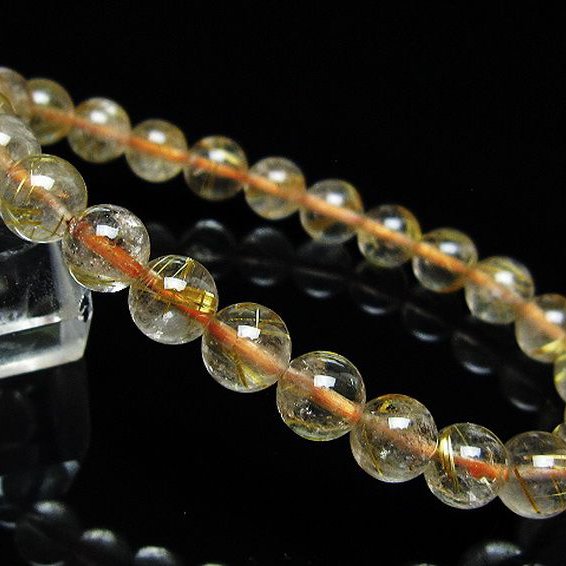 ゴールドタイチンルチル ブレスレット 7mm [t171-8723]
