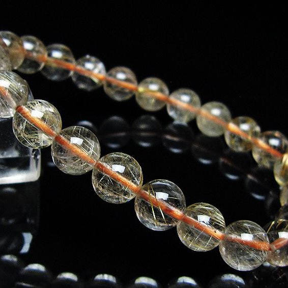 ゴールドタイチンルチル ブレスレット 8mm [t171-8731]