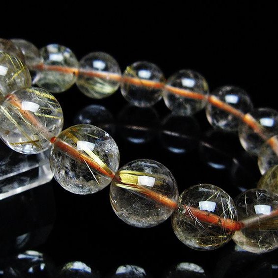 ゴールドタイチンルチル ブレスレット 13mm [t171-8757]