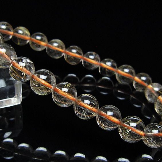 ゴールドタイチンルチル ブレスレット 8mm [t171-8774]