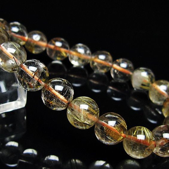 ゴールドタイチンルチル ブレスレット 10mm [t171-8785]