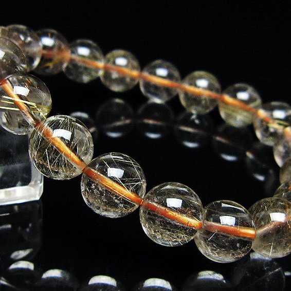 ゴールドタイチンルチル ブレスレット 10mm [t171-8786]