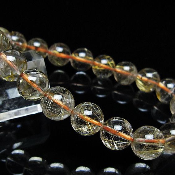 ゴールドタイチンルチル ブレスレット 10mm [t171-8796]