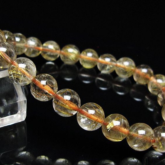 ゴールドタイチンルチル ブレスレット 8mm [t171-8806]