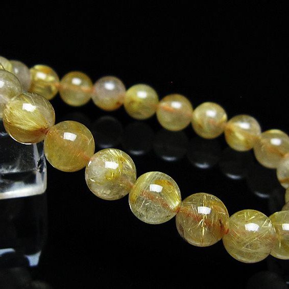 ゴールドタイチンルチル ブレスレット 8mm [t171-8821]