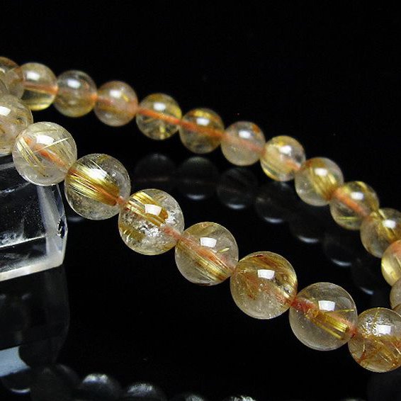ゴールドタイチンルチル ブレスレット 8mm [t171-8825]
