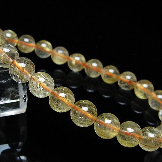 ゴールドタイチンルチル ブレスレット 7mm [t171-8828]