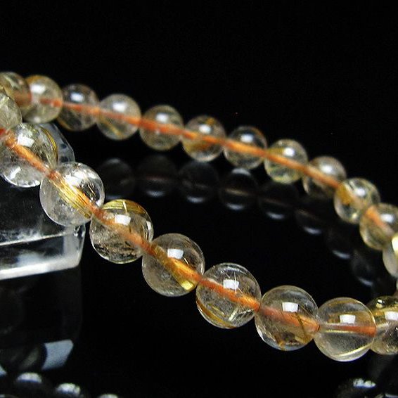 ゴールドタイチンルチル ブレスレット 7mm [t171-8831]