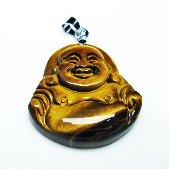 タイガーアイ※黄虎目石布袋様 ペンダント [T186-1667]