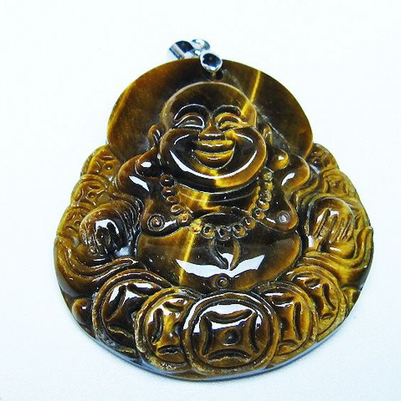 タイガーアイ※黄虎目石布袋様 ペンダント [T186-2010]